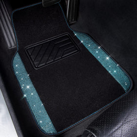 CAR PASS close-up of rhinestones showing secure attachment and visual sparkle
