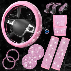 CAR PASS rhinestone steering wheel cover showing sparkle and upgraded look