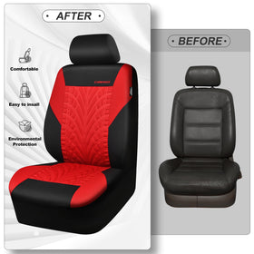 CAR PASS seat cover next to a ruler showing universal fit