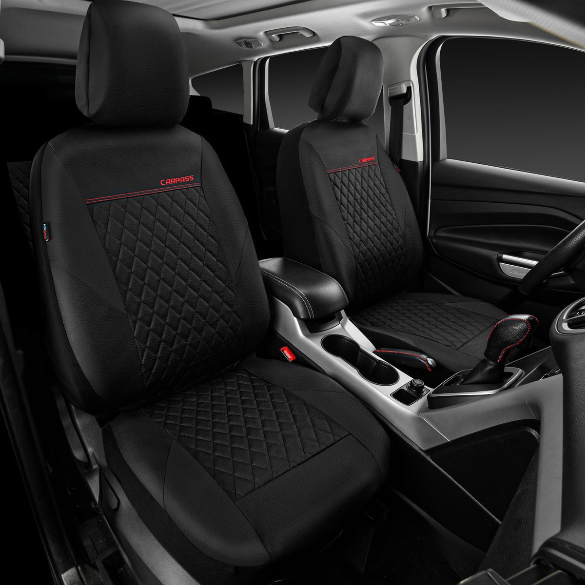 CAR PASS headrest cover detail showing neat finish and removable design