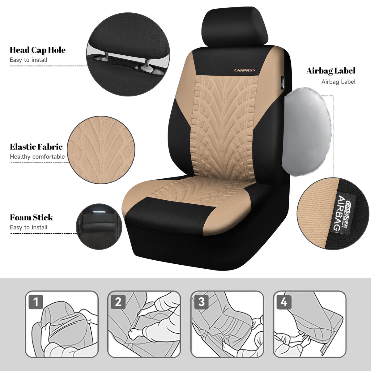 CAR PASS installed front covers in vehicle, protects upholstery benefit