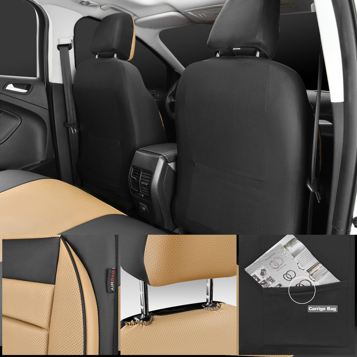 CAR PASS seat covers installed in SUV lifestyle scene adding refined interior