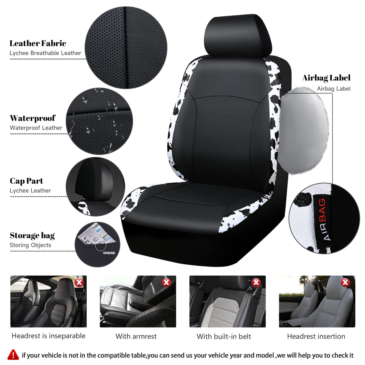 CAR PASS seat cover side stitch demonstrating airbag compatibility