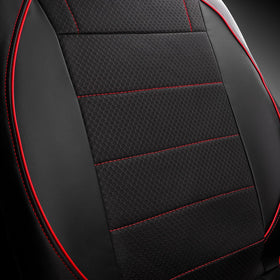 CAR PASS seat covers scale comparison with hand showing 5mm sponge cushioning and thin profile