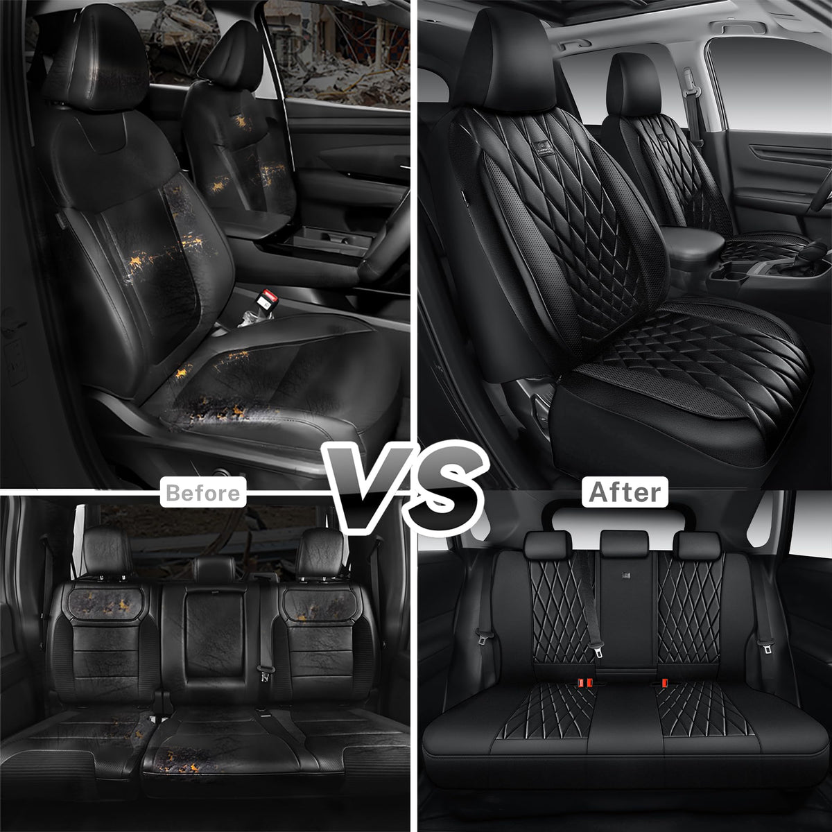 CAR PASS seat covers with a dog on the rear seat illustrating pet protection and spill resistance
