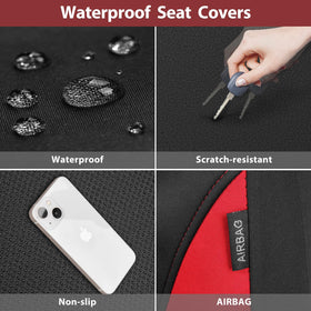CAR PASS front seat cover with dog demonstrating durable pet protection