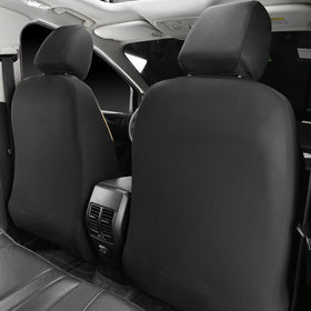 CAR PASS seat cover next to ruler showing universal-fit sizing benefit