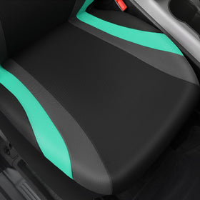 CAR PASS seat showing seatbelt opening and airbag seam to maintain safety compatibility