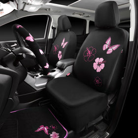 CAR PASS close-up of embroidered butterfly and floral stitch details for stylish protection
