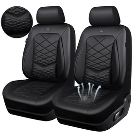 CAR PASS separate headrest cover close-up showing adjustable fit and comfort advantage