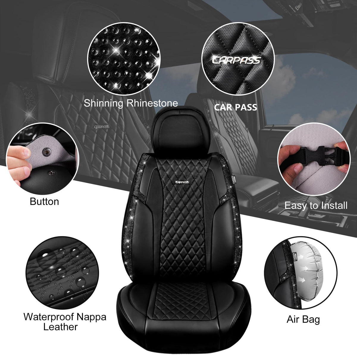CAR PASS side view showing airbag openings and uninterrupted safety access