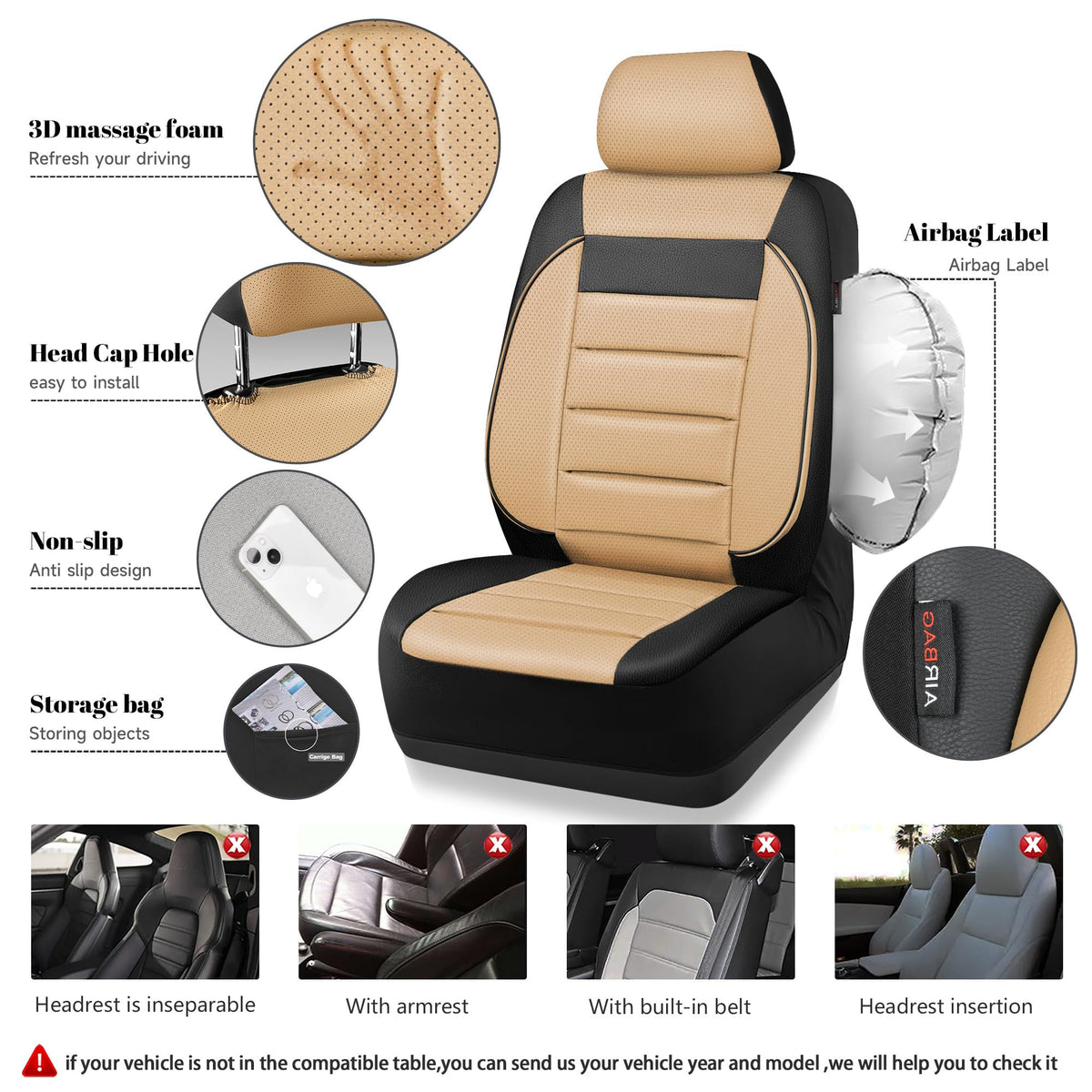 CAR PASS airbag seam close-up demonstrating airbag compatibility and safety