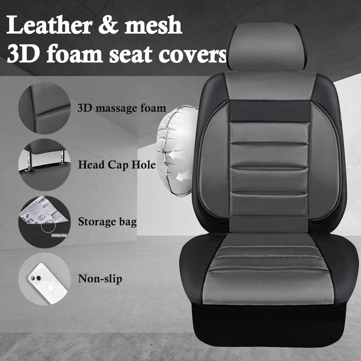 CAR PASS stitched seam detail allowing airbag deployment for added safety