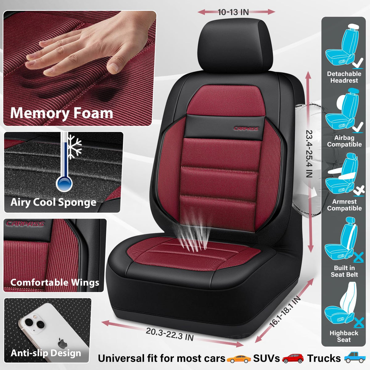 CAR PASS detailed seam at seat side demonstrating airbag-compatible release