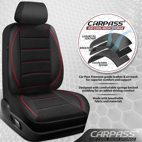 CAR PASS side airbag stitching detail designed to allow safe, interference-free airbag deployment
