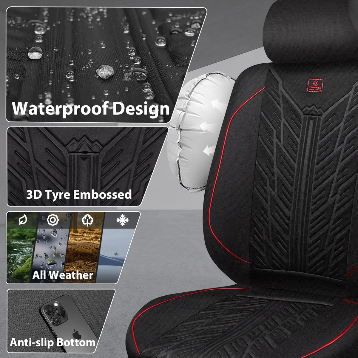 CAR PASS side seam illustrating airbag compatibility and safety