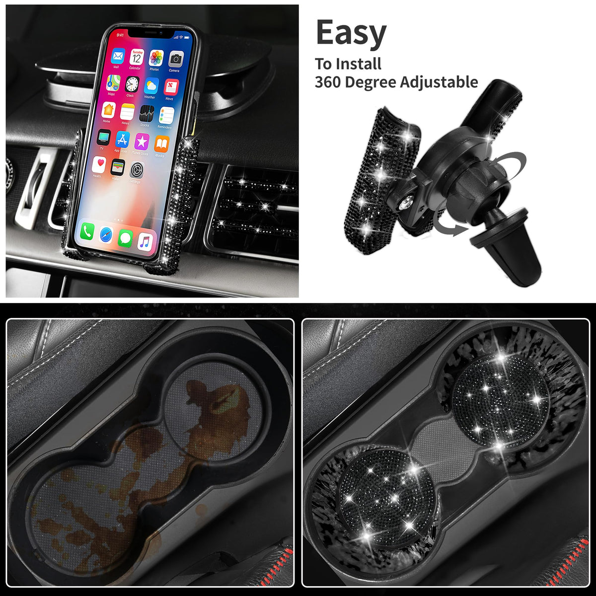 CAR PASS silicone coasters in cupholder protecting surfaces from spills and stains