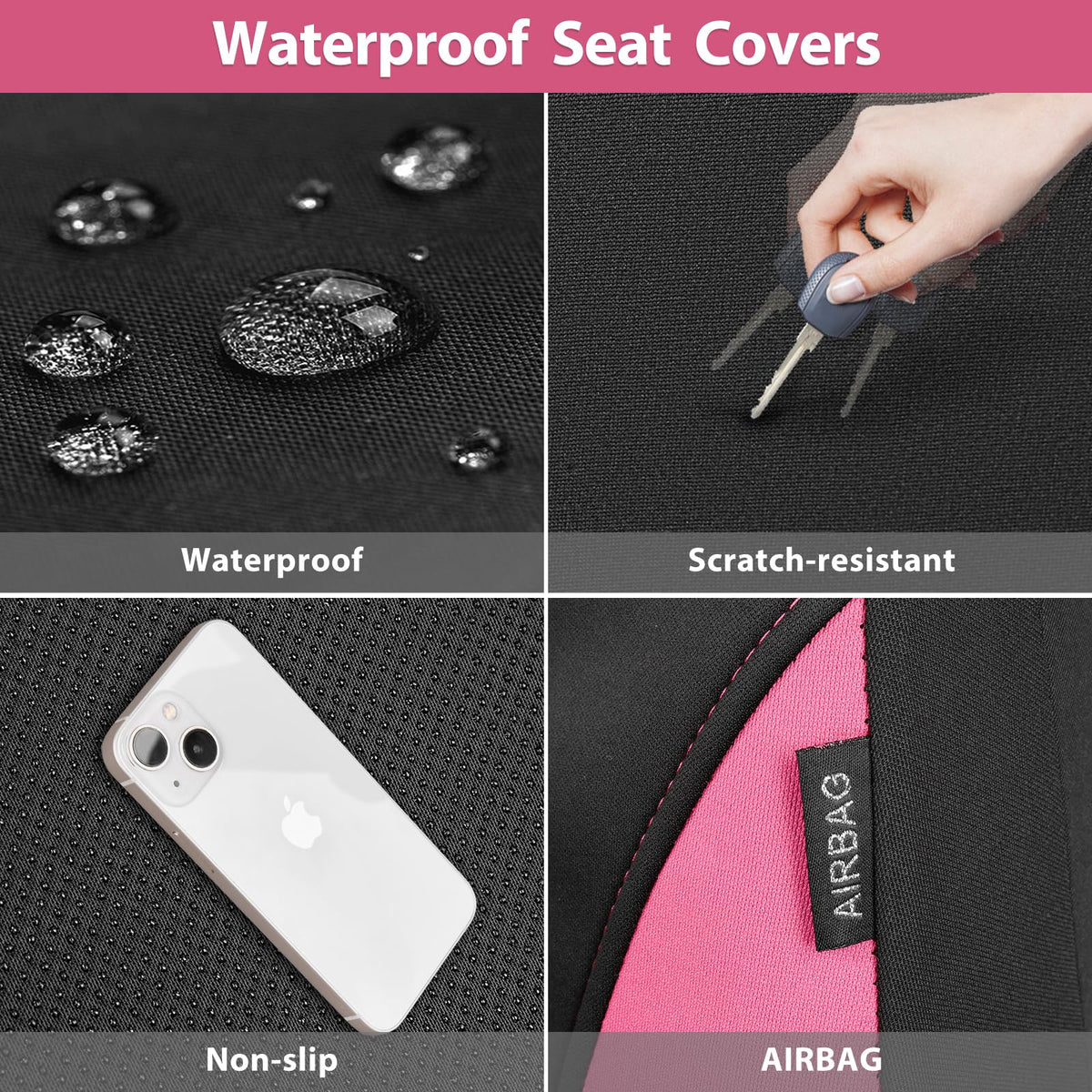 CAR PASS side-by-side seat comparison showing fit on different seat sizes for versatility