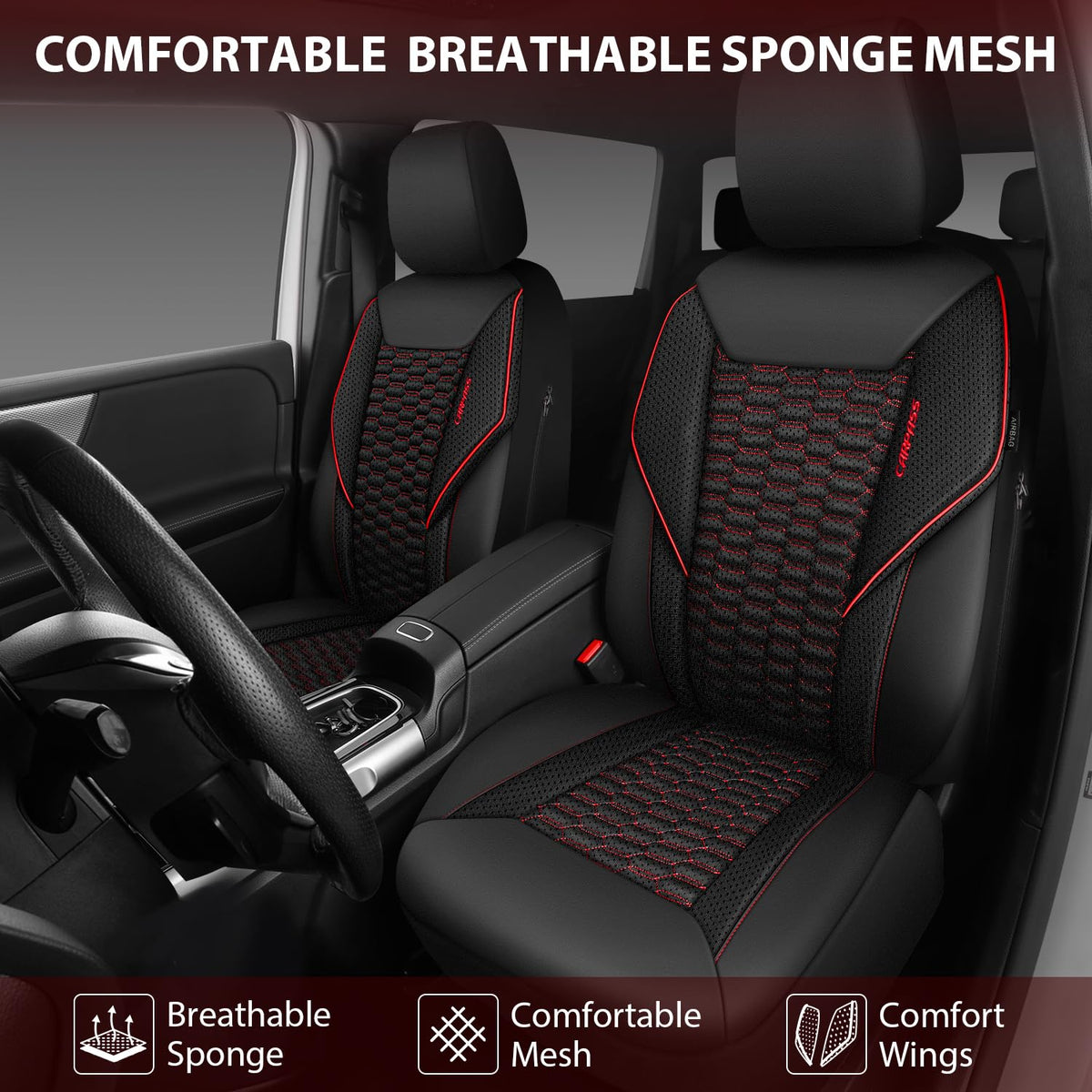 CAR PASS seat cover beside ruler showing universal fit and scale