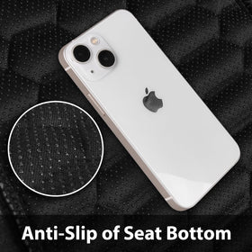 CAR PASS seat cover beside ruler showing universal-fit scale