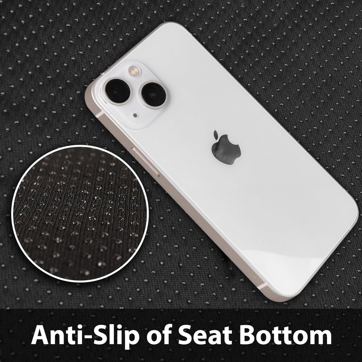 CAR PASS seat beside ruler demonstrating universal fit sizing