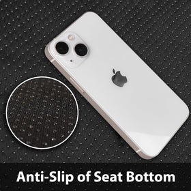 CAR PASS seat beside ruler demonstrating universal fit sizing