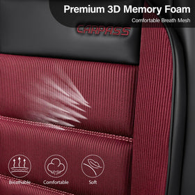 CAR PASS seat cover beside measuring tape showing universal fit guidance