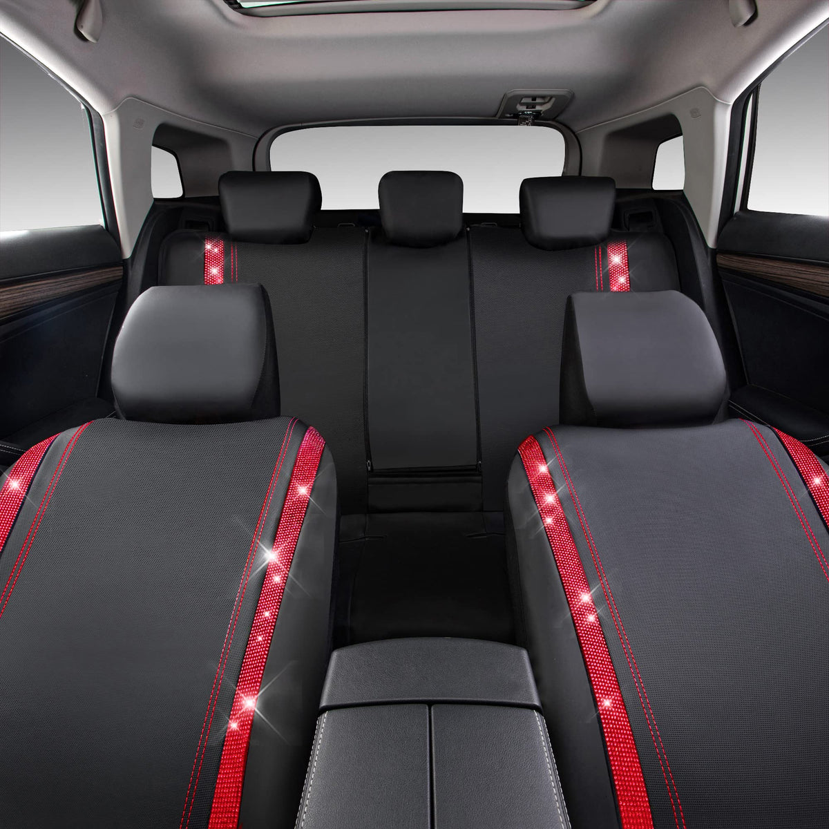 CAR PASS seat covers beside a person showing scale and full coverage