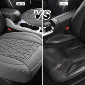 CAR PASS seat cover next to a car seat showing universal-fit scale