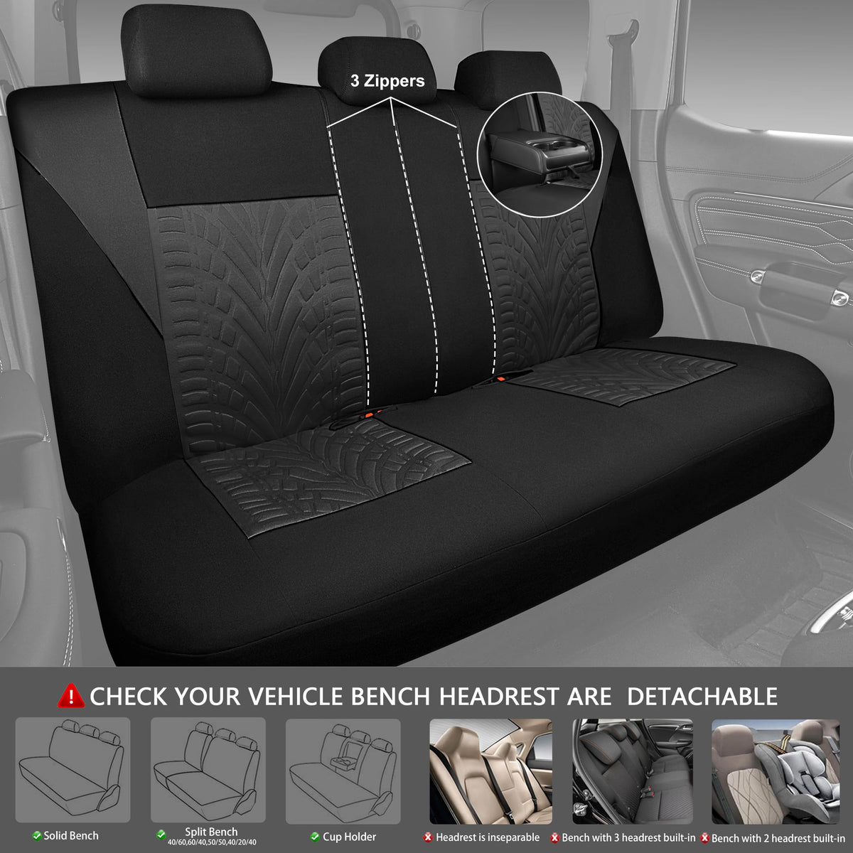 CAR PASS split bench zipper access showing fold-down convenience