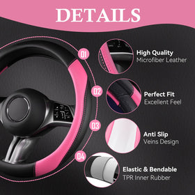 CAR PASS steering cover texture close-up highlighting faux-leather comfort and durability