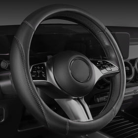 CAR PASS steering cover installed in vehicle showcasing upgraded interior look