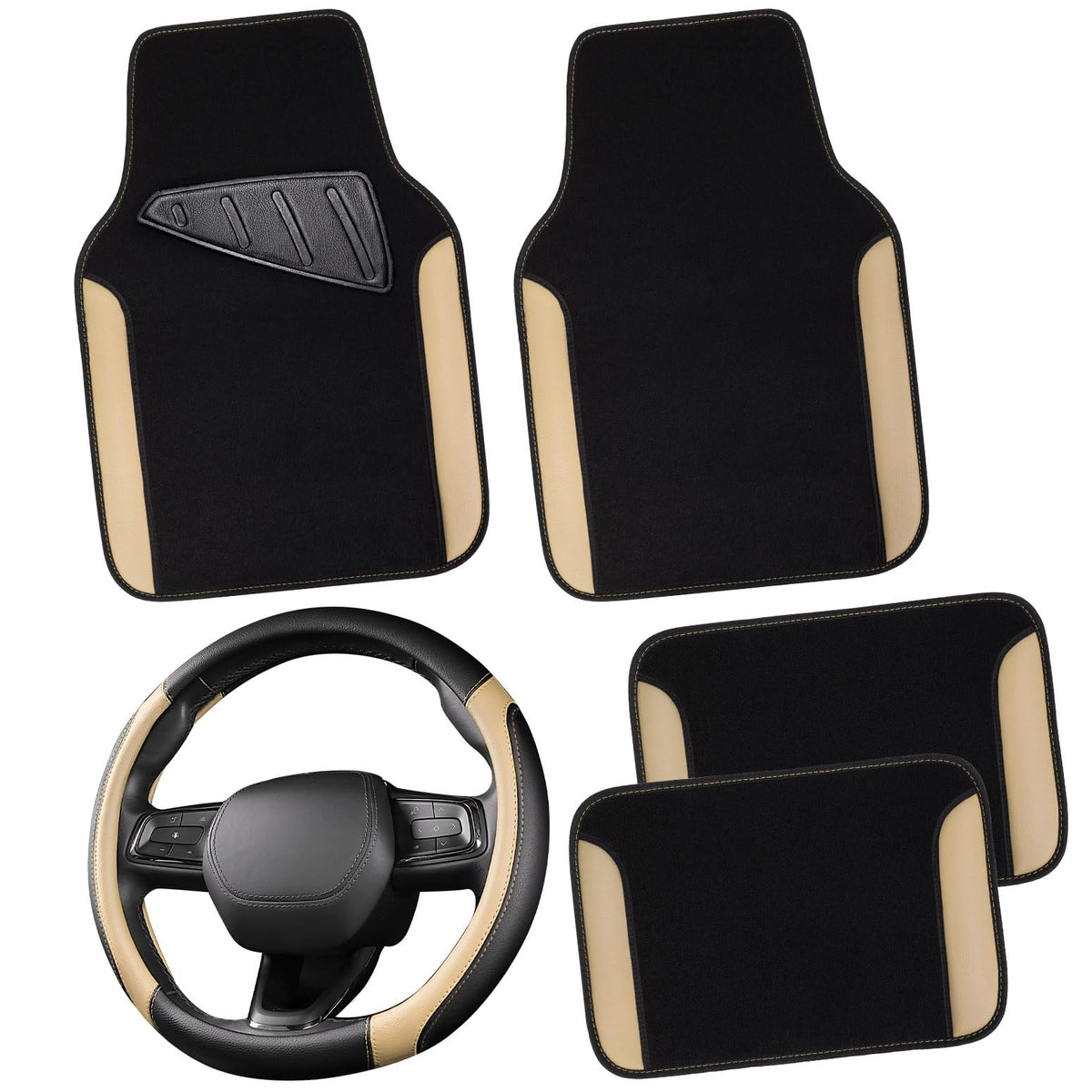 CAR PASS steering wheel cover front view showing fit and sporty look for enhanced grip