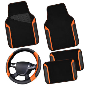 CAR PASS steering wheel cover front view showing sporty orange accents and improved grip