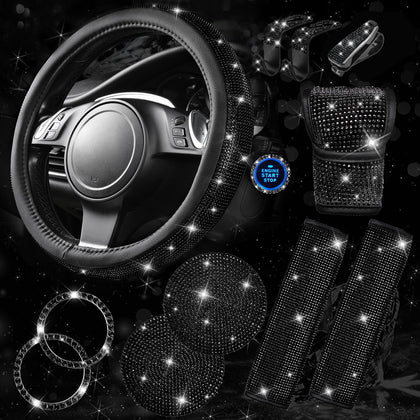 CAR PASS steering wheel cover front view adding sparkle and grip