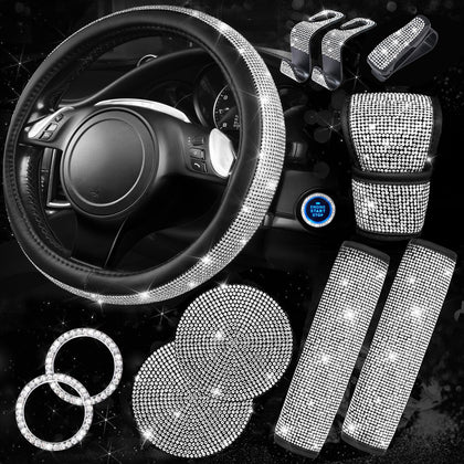 CAR PASS steering wheel cover front view adds glamorous grip and visible sparkle