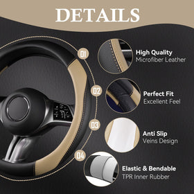 CAR PASS TPR inner grip and rubber ring detail for secure anti-slip steering cover