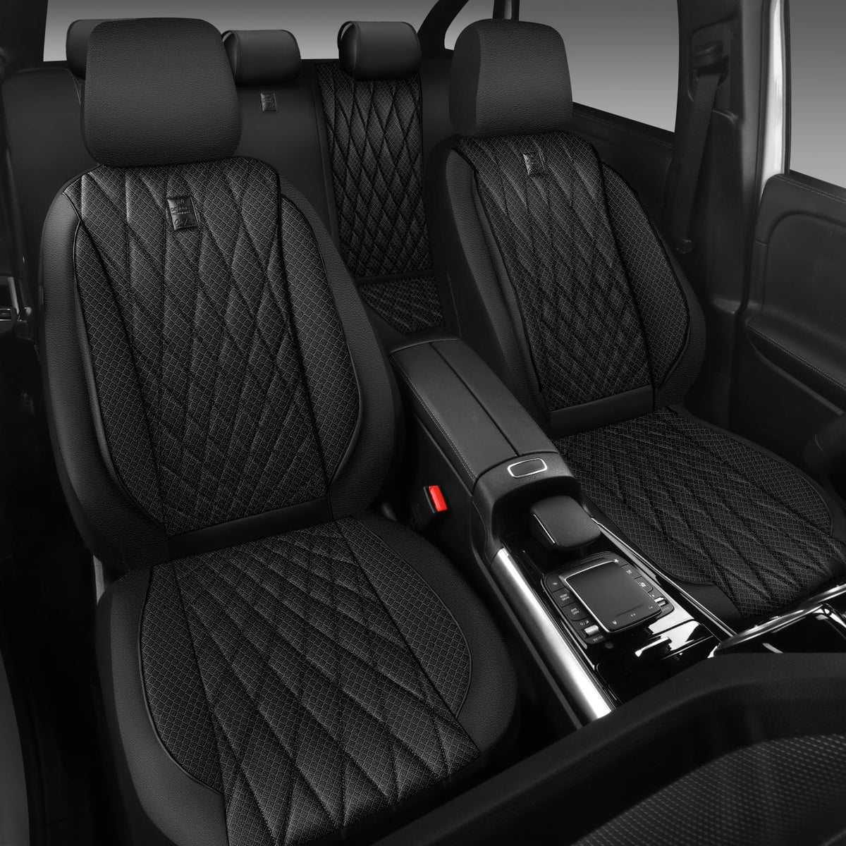 CAR PASS seat with headrest showing fit and scale for most vehicles
