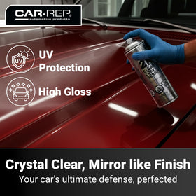 CAR-REP close-up of clear coat film showing smooth high-gloss protection