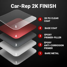 CAR-REP before-and-after panel showing restored gloss and surface protection