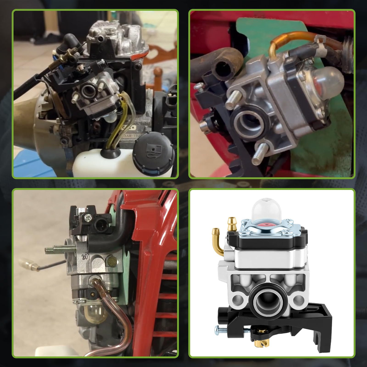 CARBBIA carburetor side mounting flange showing bolt alignment and seal