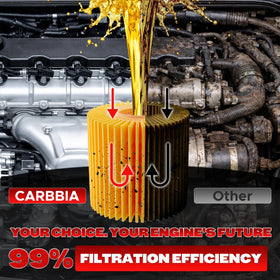 CARBBIA filter beside tools on workbench for ready-to-use convenience