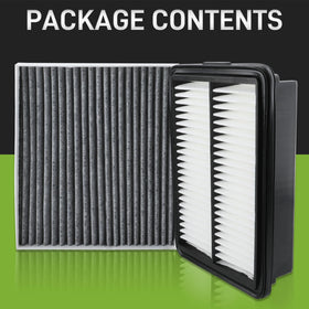 CARBBIA engine and cabin filters side-by-side labeled for simple part verification