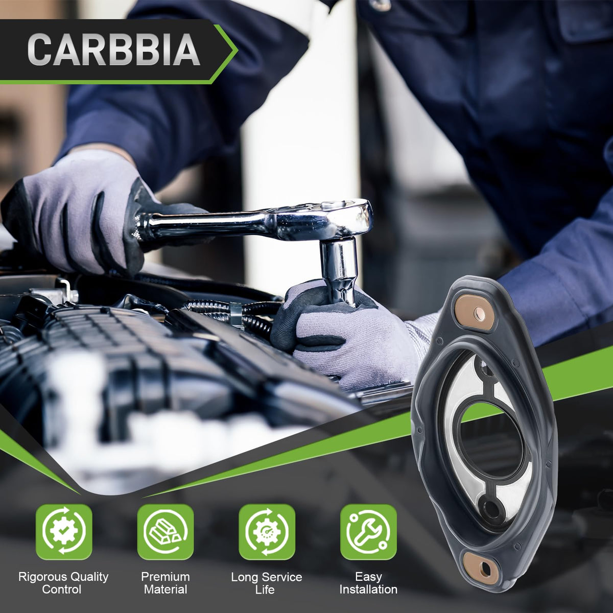 CARBBIA packaging label showing part numbers and fitment for quick verification