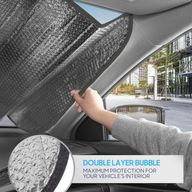 Carbella BDK lifestyle on parked truck illustrating sun protection and preserved interior benefit
