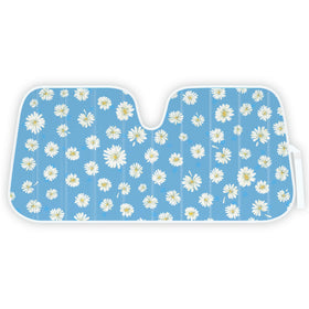 Carbella front view showing Blue Daisy sunshade protecting windshield and reducing heat
