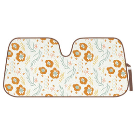 Carbella front view showing orange floral pattern and brand, bright stylish protection