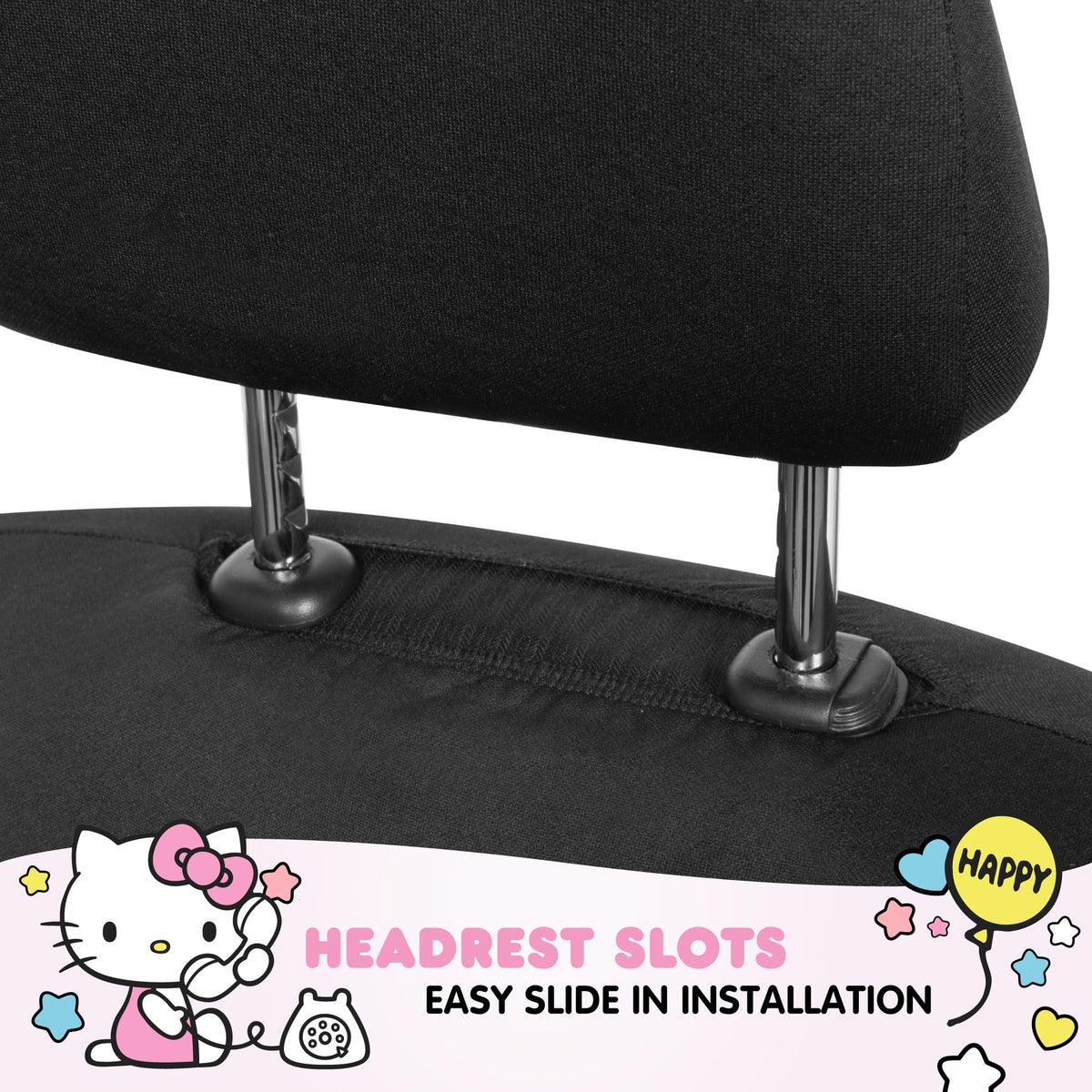 Carbella Hello Kitty back of seat showing full coverage and secure fit