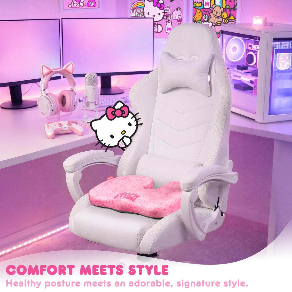 Carbella Hello Kitty on car seat reducing driving fatigue and pressure