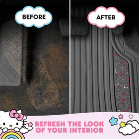 Carbella Hello Kitty installed in front footwell showing pedal clearance and tidy protection